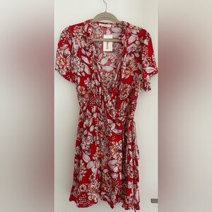 Elodie Red Floral Wrap Dress